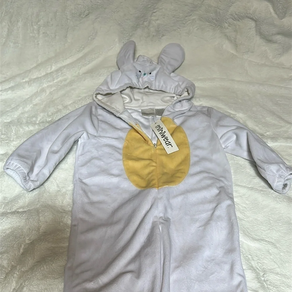 Miniwear Classics Animal Hooded Bunny Jumpsuit Toddler 24M White/Yellow Full Zip